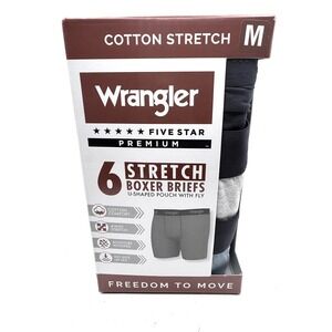 Wrangler Boxer Briefs Mens Medium 6 Pack Five Star Premium Cotton Stretch